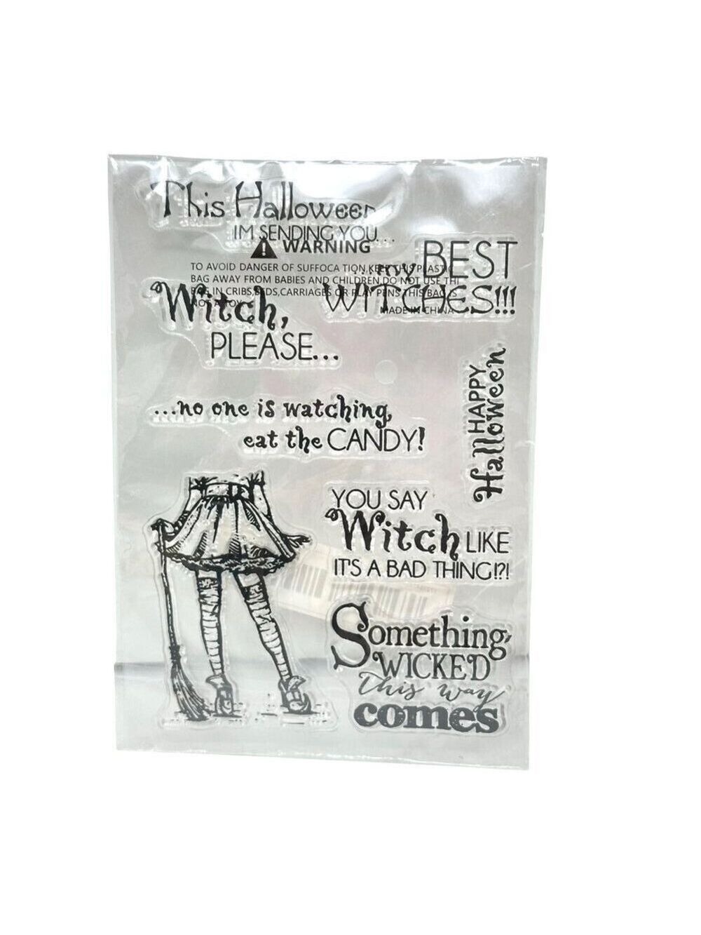 Halloween Clear Stamps Set Witch Quotes Something Wicked Happy Halloween Craft